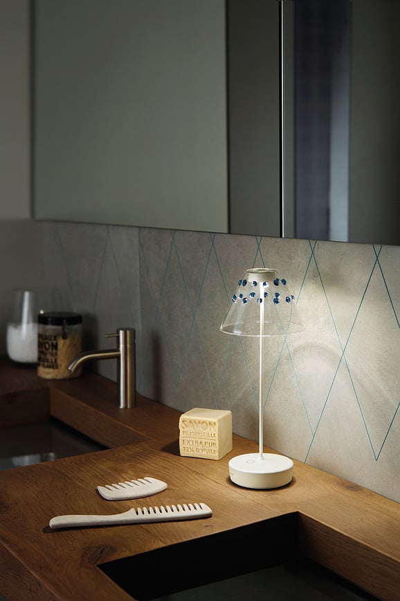 Swap Abat-jour, blanc, en verre, à pois