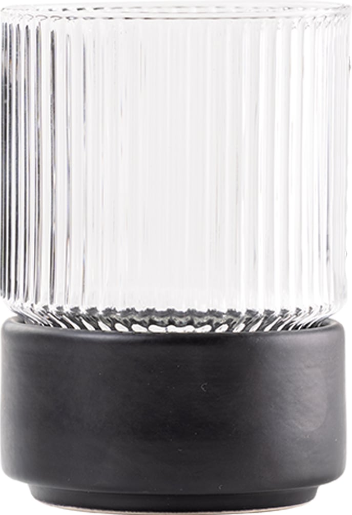 T-Set Glas mit Snackschale 450 ml, schwarz
