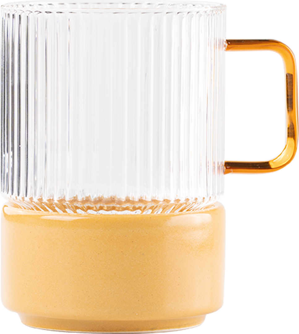 T-Set Teetasse 450 ml mit bernsteinfarbenem Griff und Snackschale