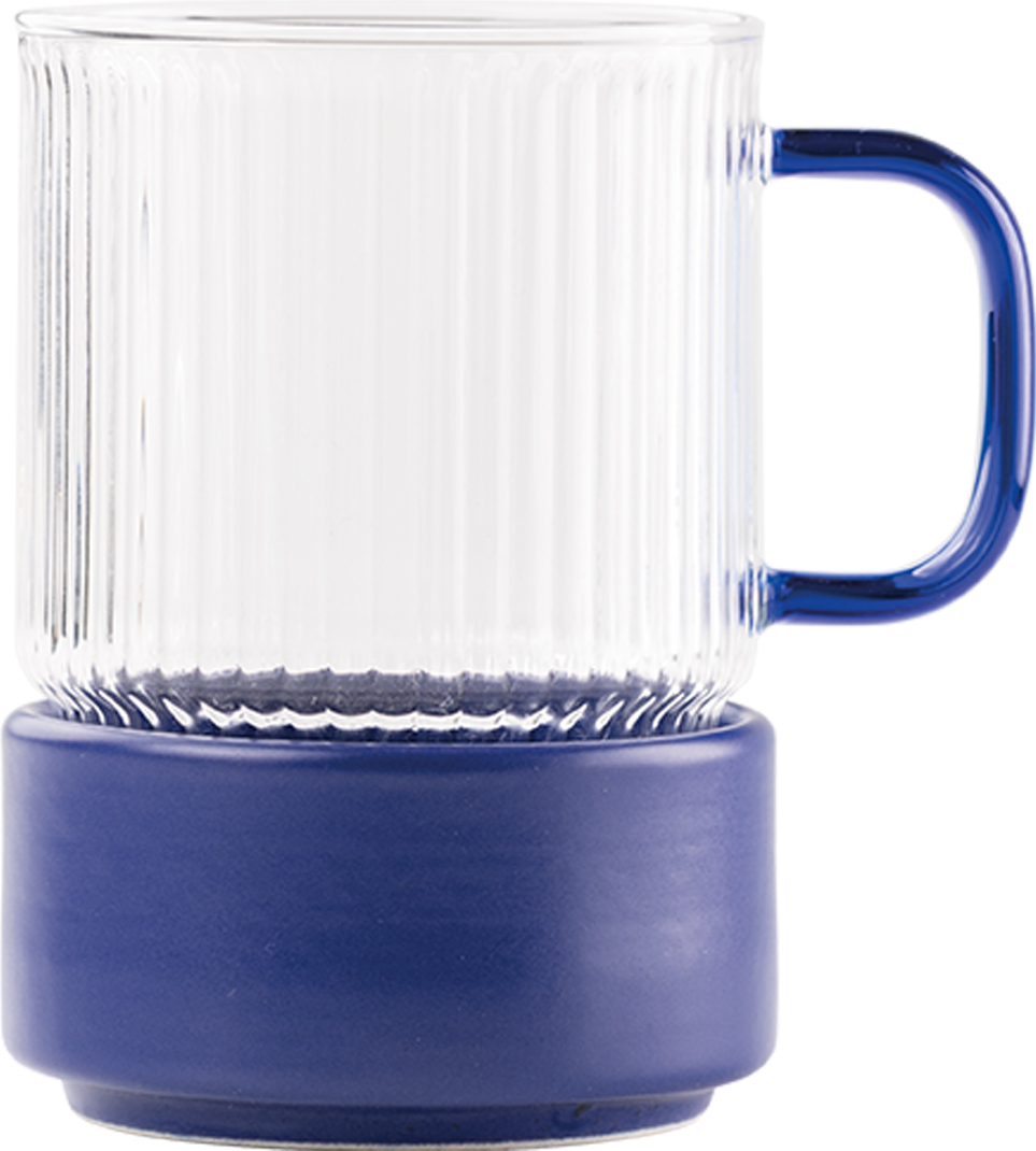 T-Set Teetasse 450 ml mit blauem Griff und Snackschale