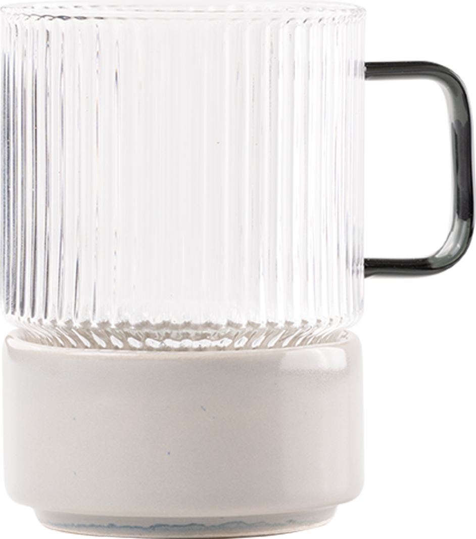T-Set Teetasse 450 ml mit grauem Griff und Snackschale