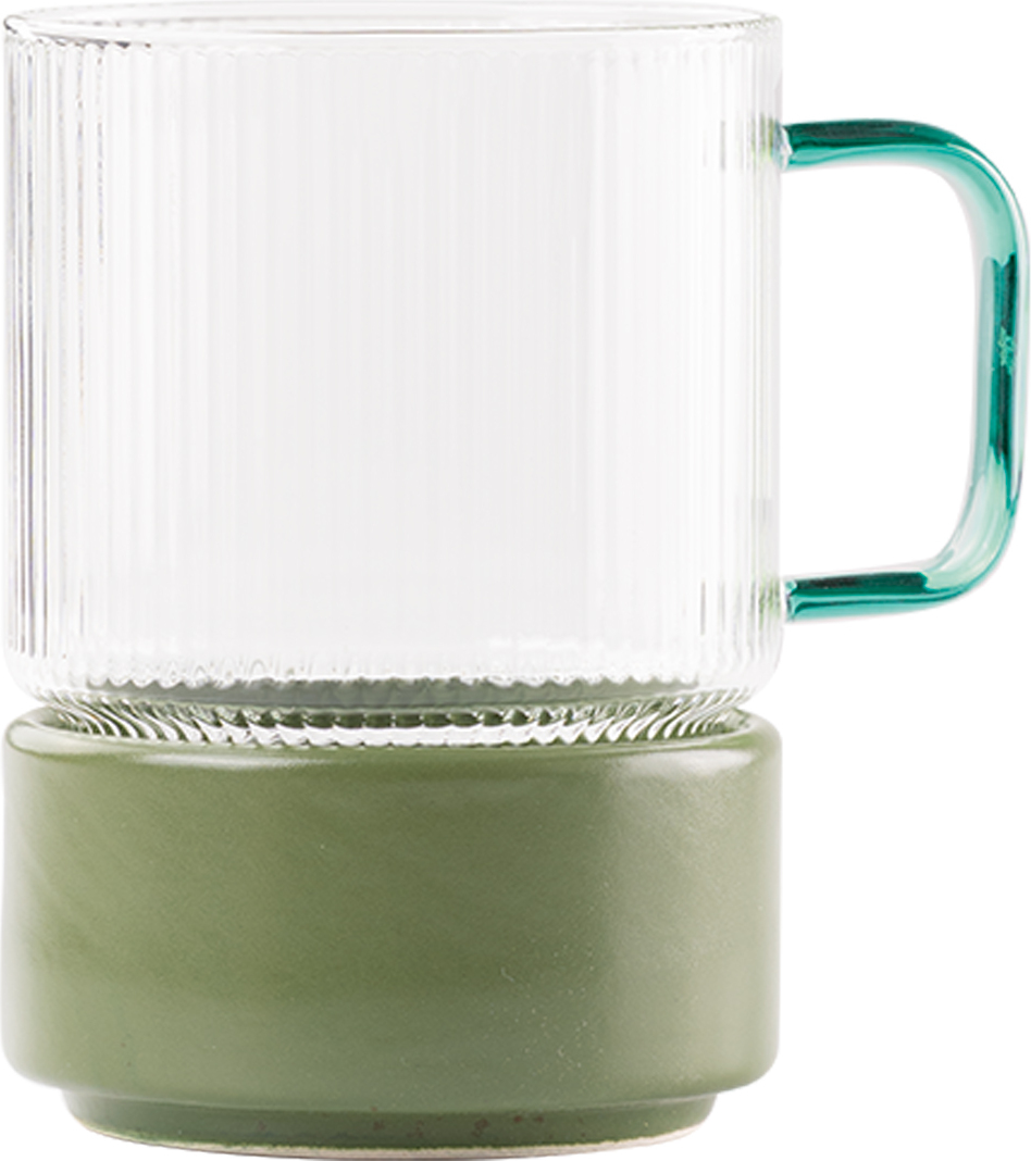 T-Set Teetasse 450 ml mit grünem Griff und Snackschale