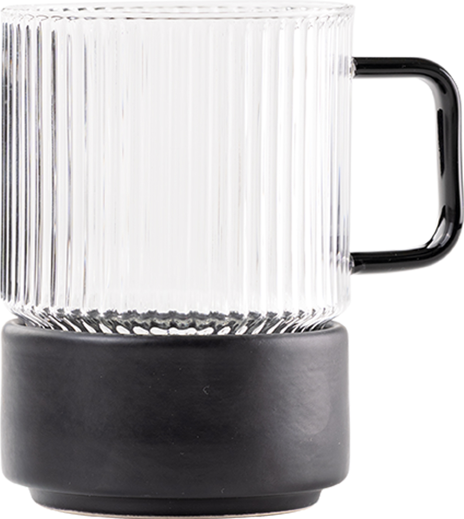 T-Set Teetasse 450 ml mit schwarzem Griff und Snackschale