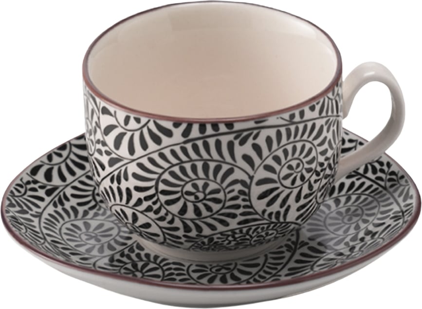 Taza de Café Tue, 140 ml, blanco y negro, con plato