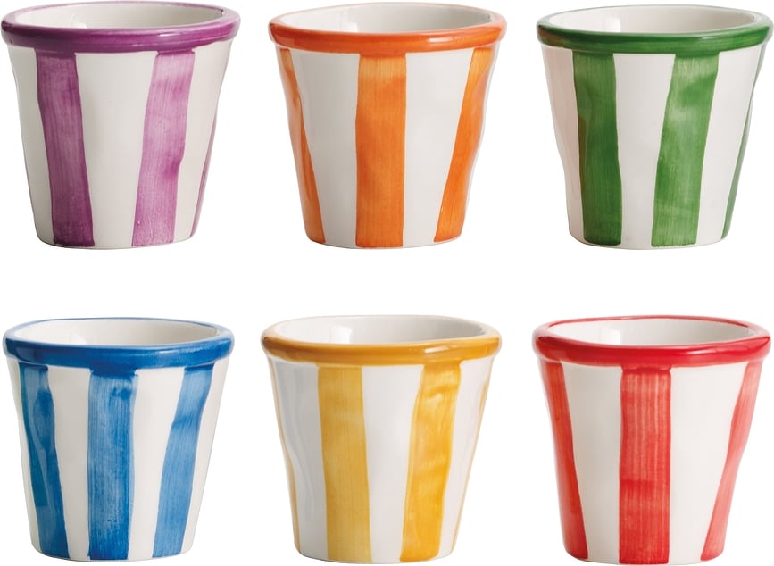 Tazas Bicchierini Righe, 70 ml, 6 unidades