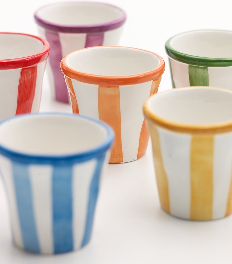 Tazas Bicchierini Righe, 70 ml, 6 unidades