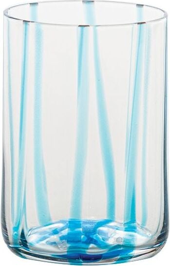 Tirache Wasserglas 350 ml gestreift hellblau