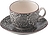 Tue Kaffekopp med fat 140 ml, svartvit