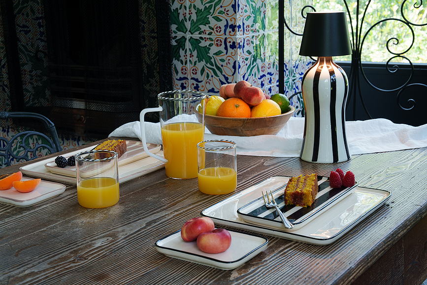 Vaso Intrecci, 460 ml, blanco y azul