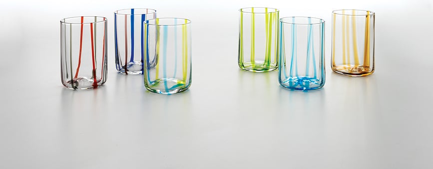 Vaso Tirache a rayas, 350 ml, azul claro