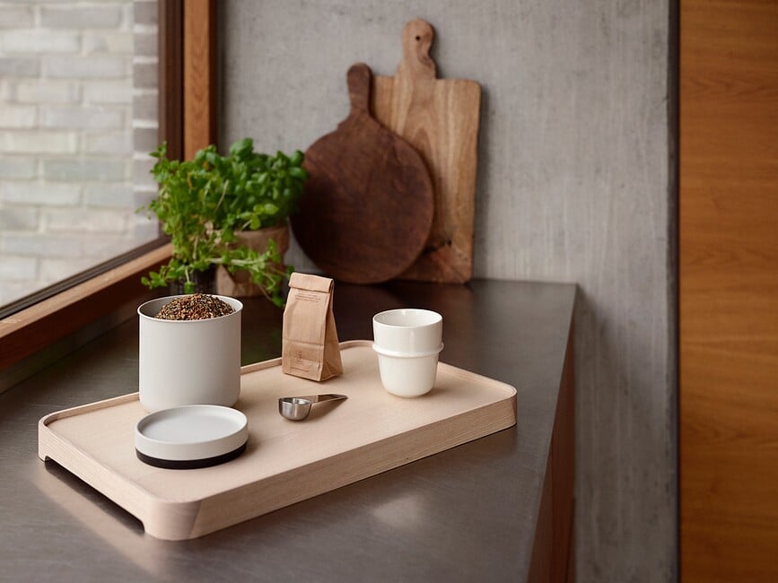 Bote para Café Singles, negro, con cuchara