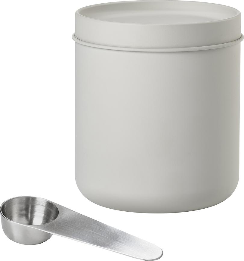 Bote para Café Singles, gris claro, con cuchara