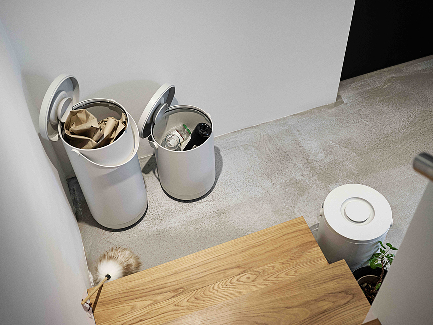 Cubo de basura Circular, 3 L, gris claro