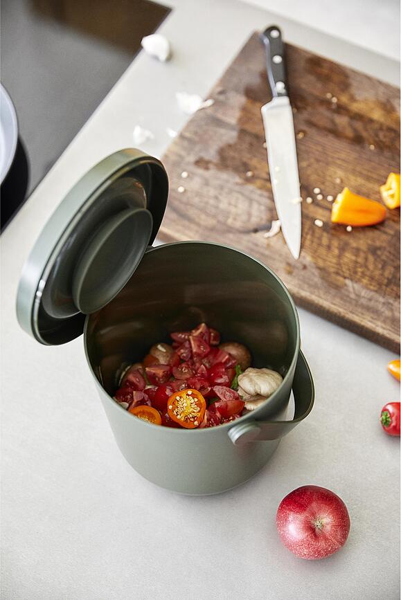 Cubo de basura Circular, 3 L, gris claro