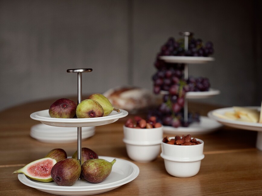 Eau Etažer dvonivojski, 20 cm, porcelan, bel