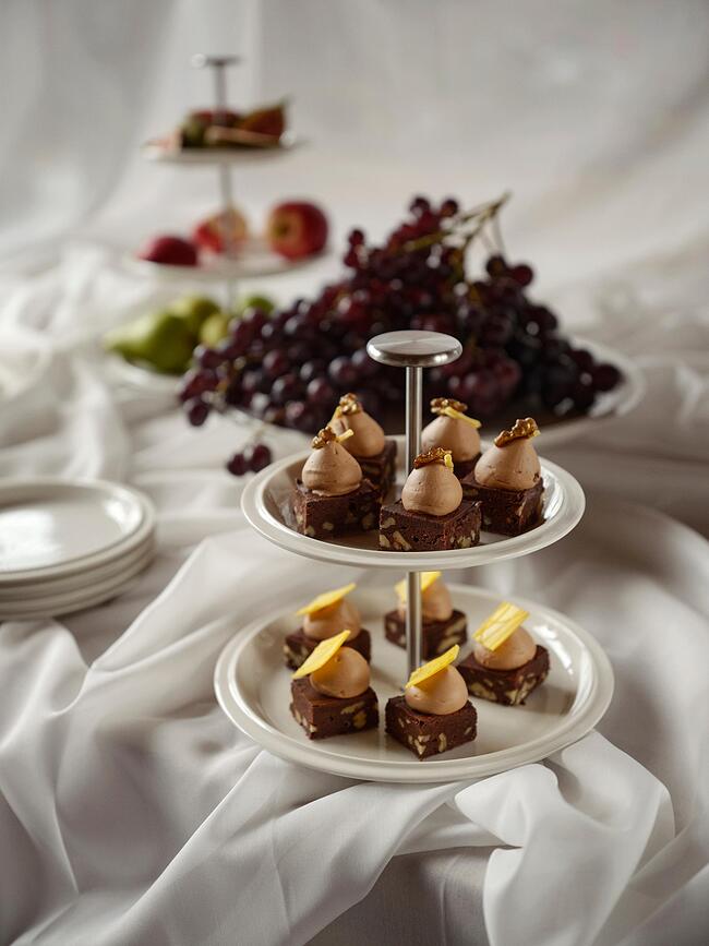 Eau Présentoir 2 niveaux, 20 cm, porcelaine blanche