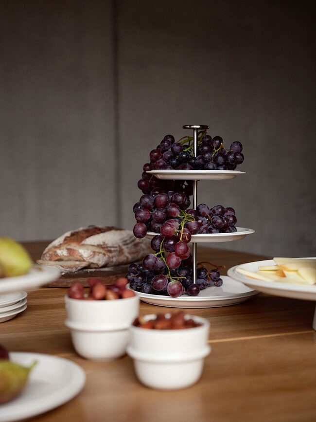 Eau Présentoir à Gâteaux 3 étages, 24 cm, en porcelaine, blanc