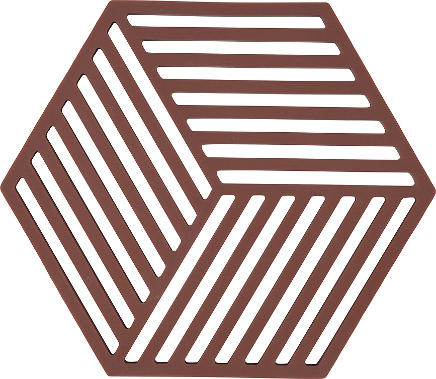 Hexagon Podstavek za vročo posodo, temno rdeč
