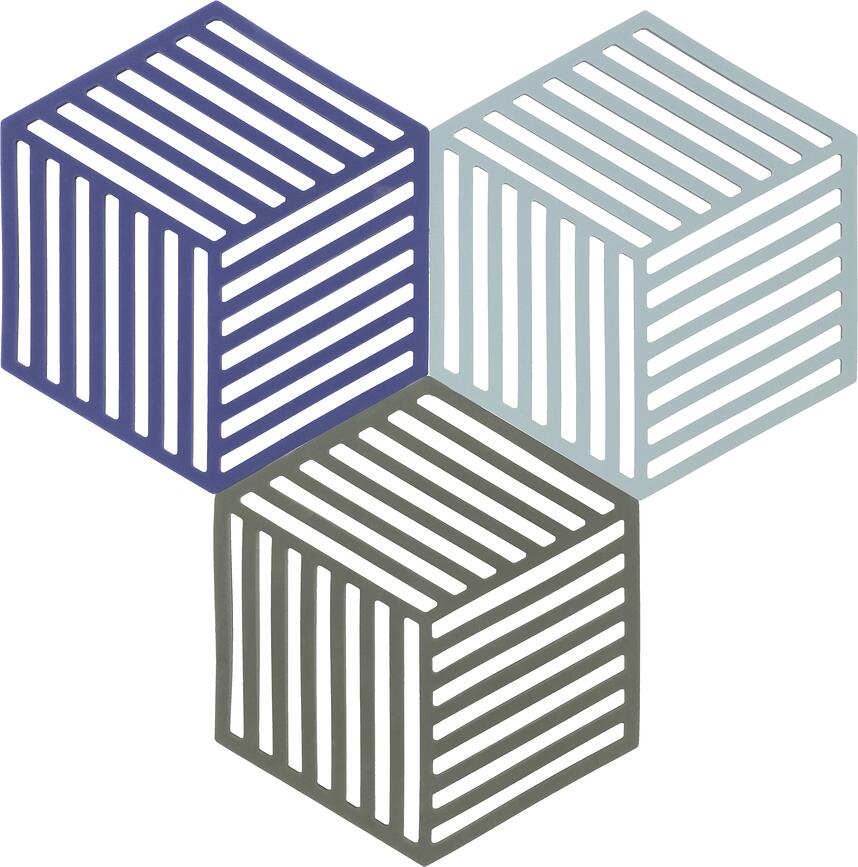 Hexagon Sous-Plats, bleu-vert, Lot de 3