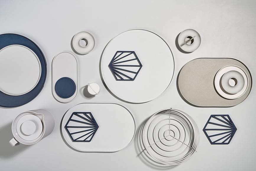 Hueveras con soporte Zone, color crema, 4 unidades