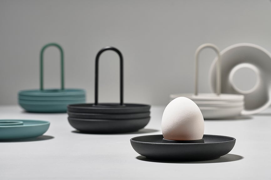 Hueveras con soporte Zone, color crema, 4 unidades