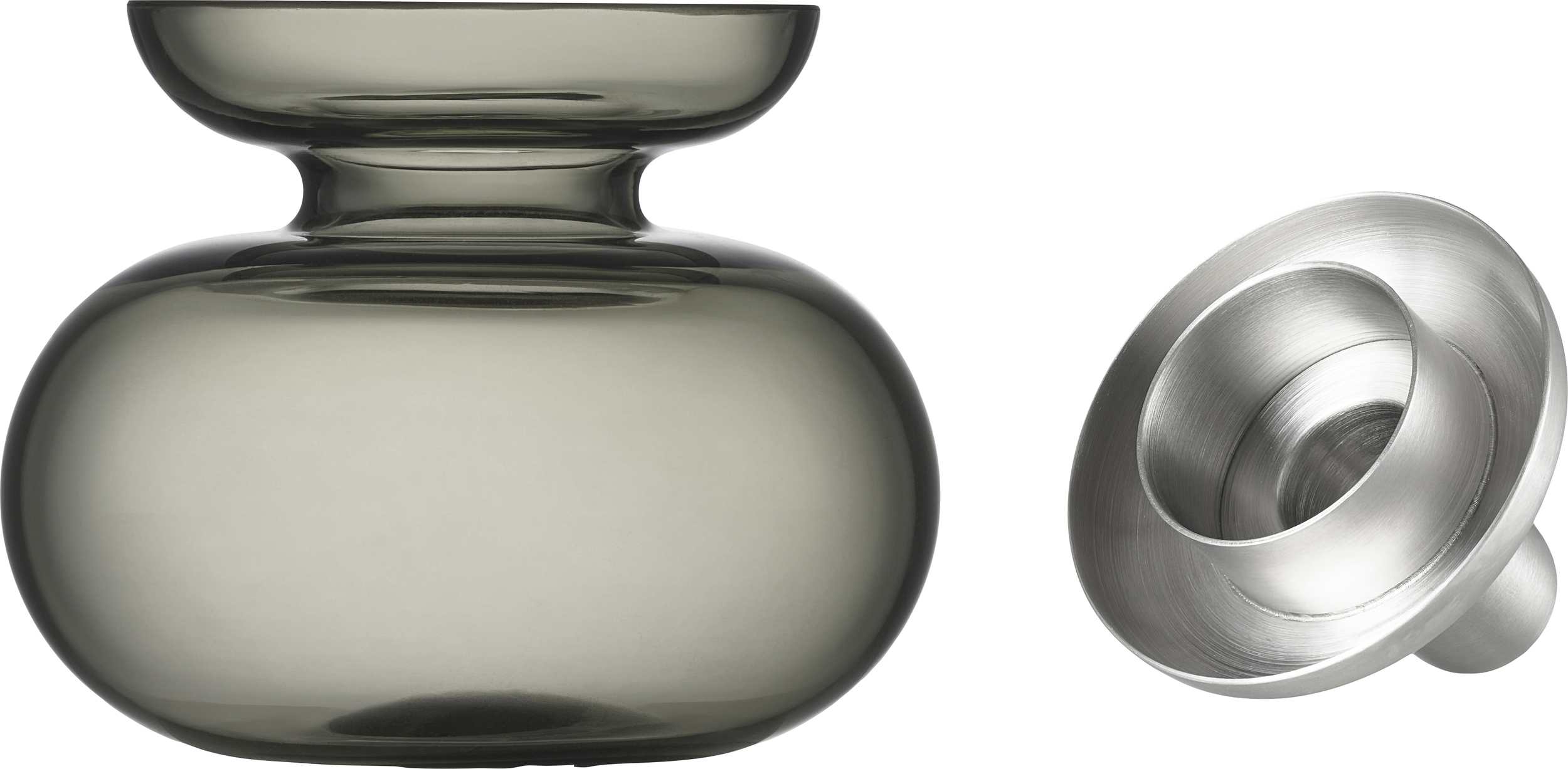 Inu Vase oder Kerzenhalter 10 cm, rauchgrau