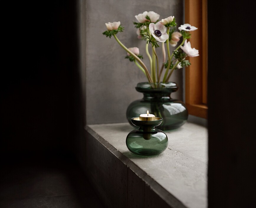 Inu Vase/Bougeoir 10 cm, vert fumé