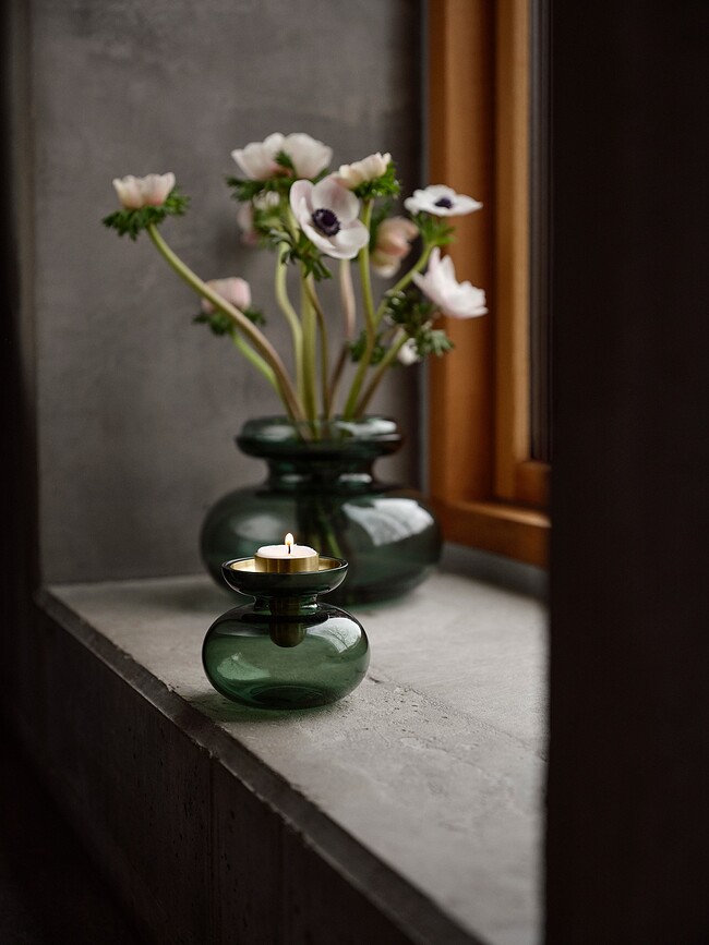 Inu Vase/Bougeoir 10 cm, vert fumé