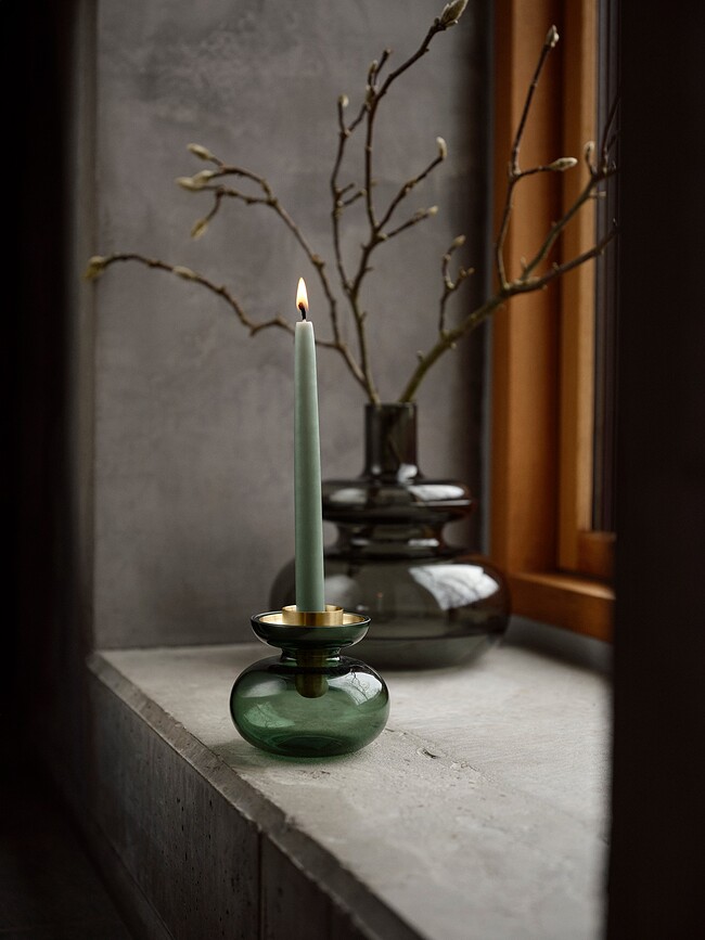 Inu Vase/Bougeoir 10 cm, vert fumé