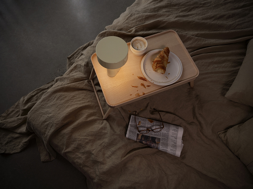 Lámpara de Mesa inalámbrica Oblong, marrón