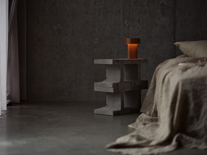 Oblong Namizna svetilka, brezžična, rjava