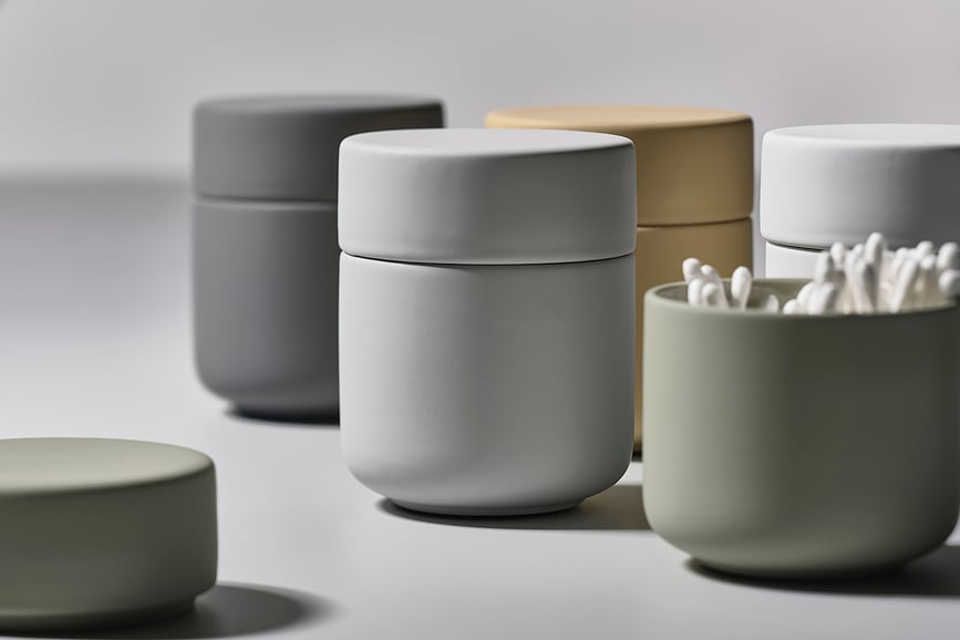 Organizador Ume para bastoncillos y discos de algodón, negro