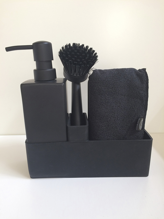 Organizador de fregadero Zone Denmark, negro, Set de 4 piezas