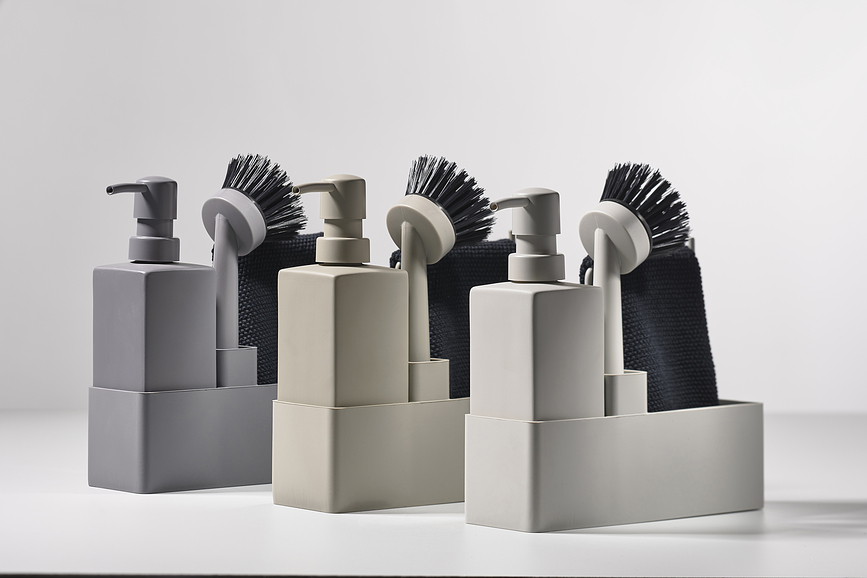 Organizador de Fregadero Zone, gris claro, Set de 4 piezas