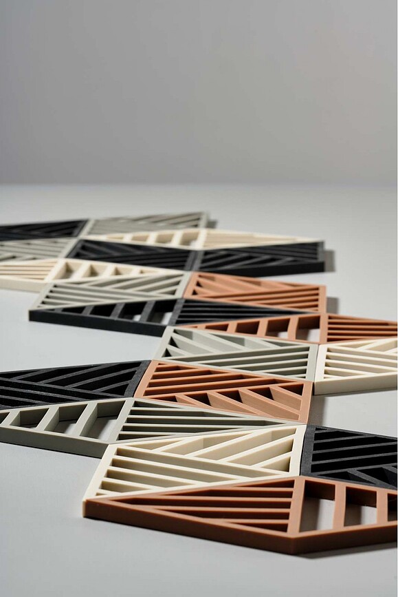 Rhombus Lines Dessous-de-Plats, crème, Lot de 2