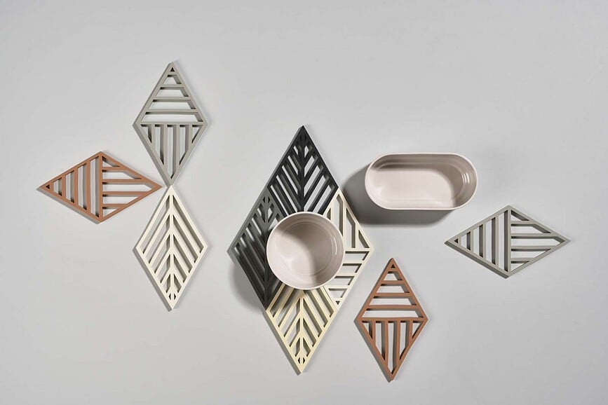 Salvamanteles Rhombus Lines, crema, 2 unidades