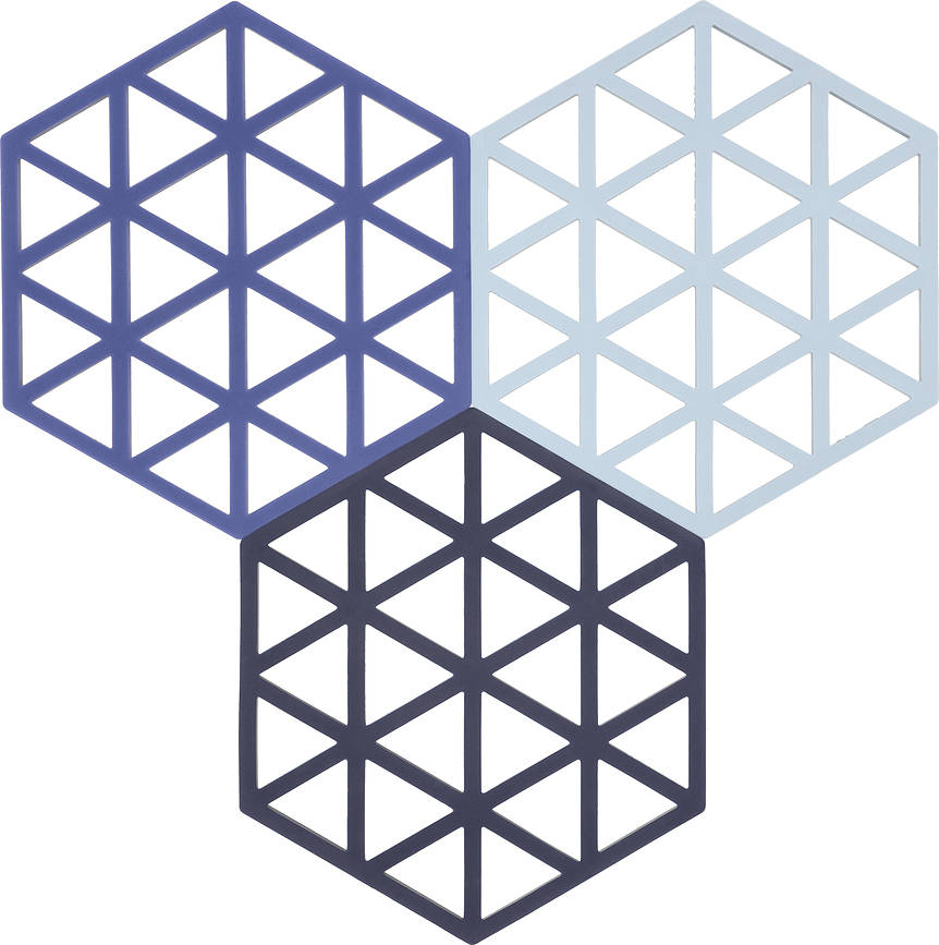 Salvamanteles Triangles, diseño en tonos azules, 3 unidades