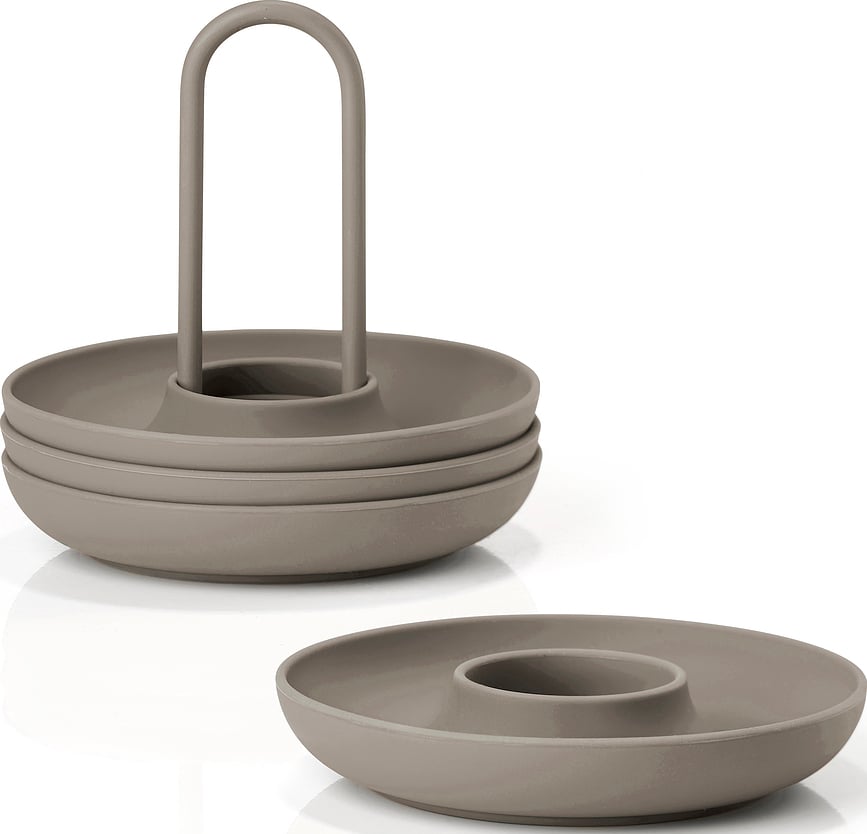 Set de Hueveras con soporte Singles, color topo, 4 unidades