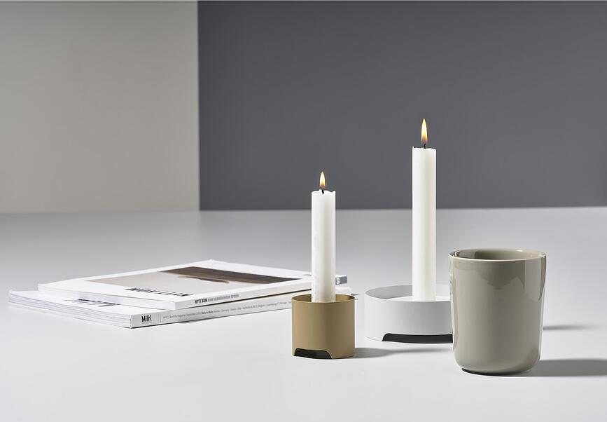 Singles Bougeoir pour bougie classique, 12 cm, gris clair