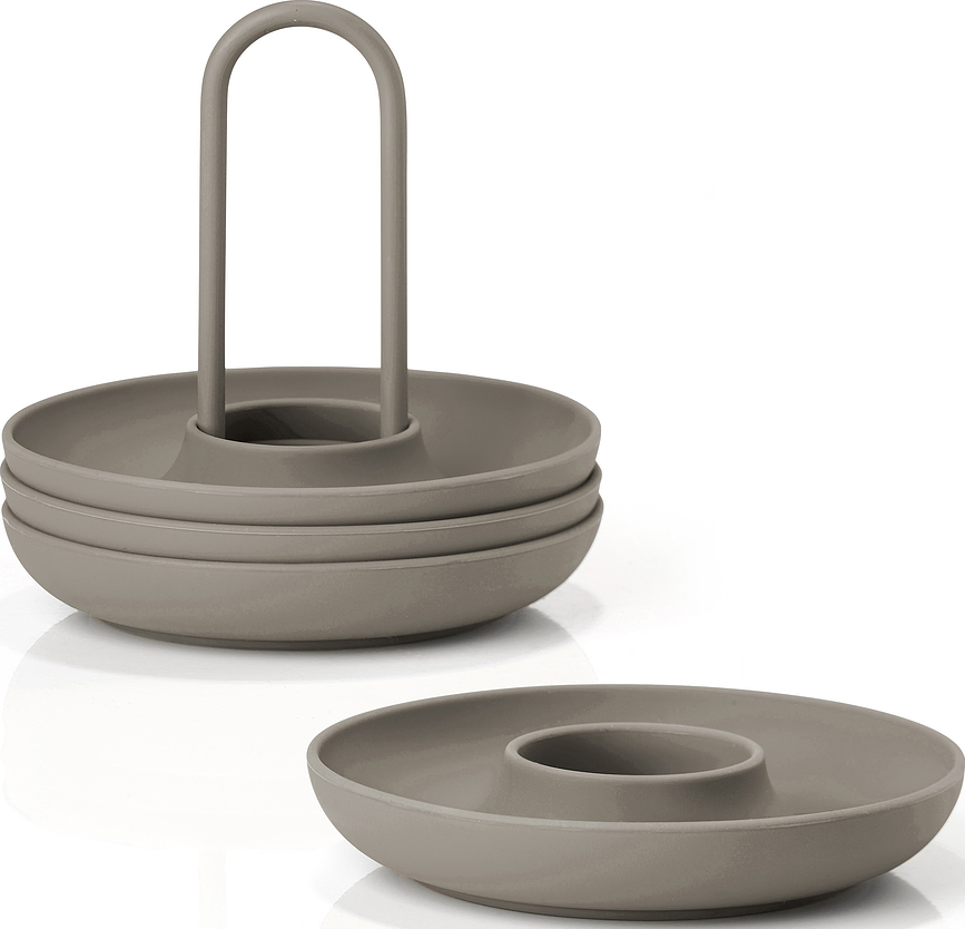 Singles Coquetiers avec support, taupe, Lot de 4