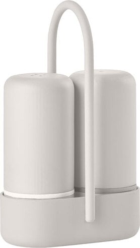 Singles Salz- und Pfefferstreuer hellgrau auf Ständer 3 El.