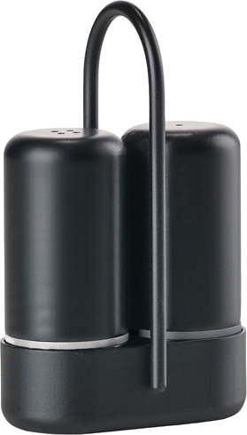 Singles Salz- und Pfefferstreuer schwarz auf Ständer 3 El.