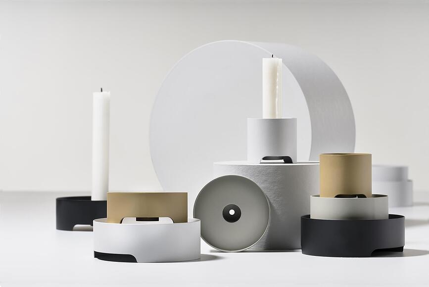 Singles Svečnik za klasično svečo, 9 cm, toplo siv