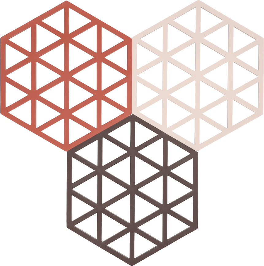 Suporturi pentru vase fierbinți Triangles, nuanțe de roșu, 3 buc.