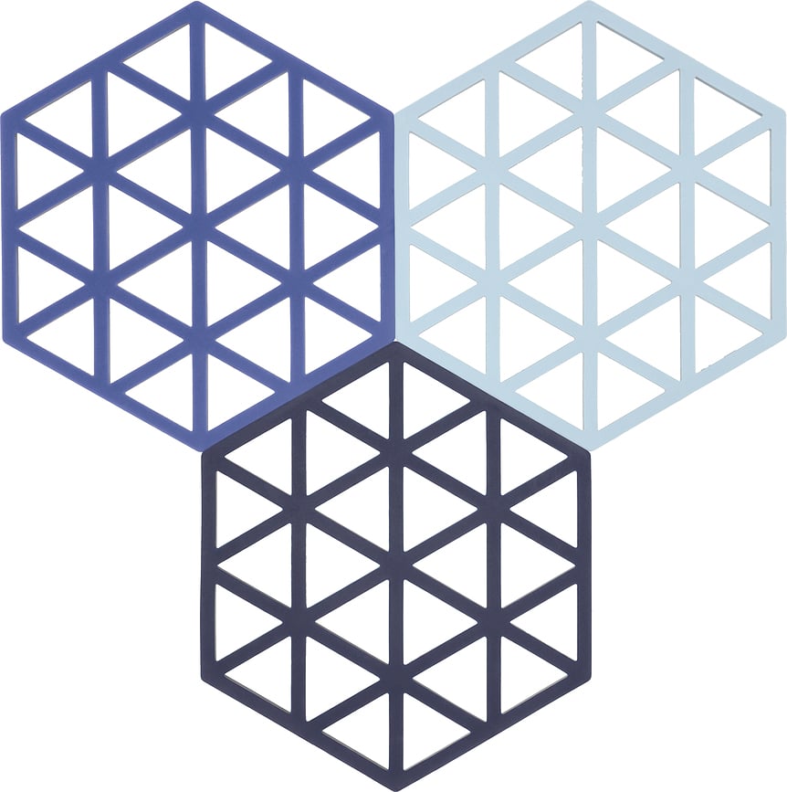 Triangles Βάσεις για ζεστά σκεύη, σε μπλε αποχρώσεις, 3 τμχ