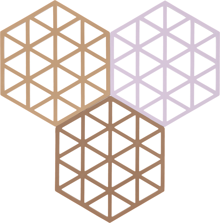 Triangles bézs és rózsaszín Forró edénytartók 3 db.