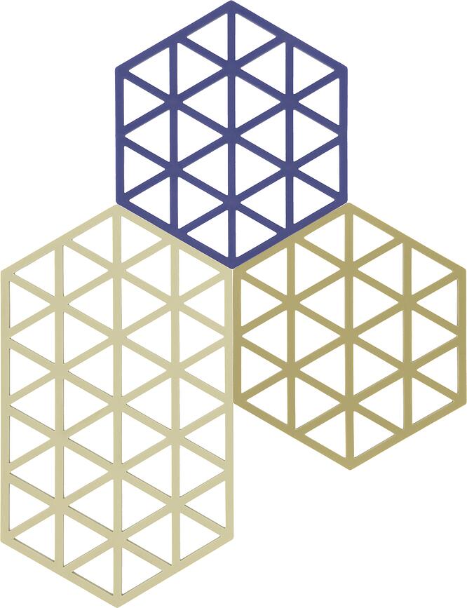 Triangles Podstavki za vroče posode, bež-modri, 3 kosi