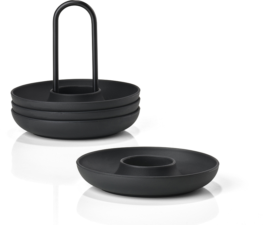 Zone Coquetiers sur Support, noirs, Lot de 4