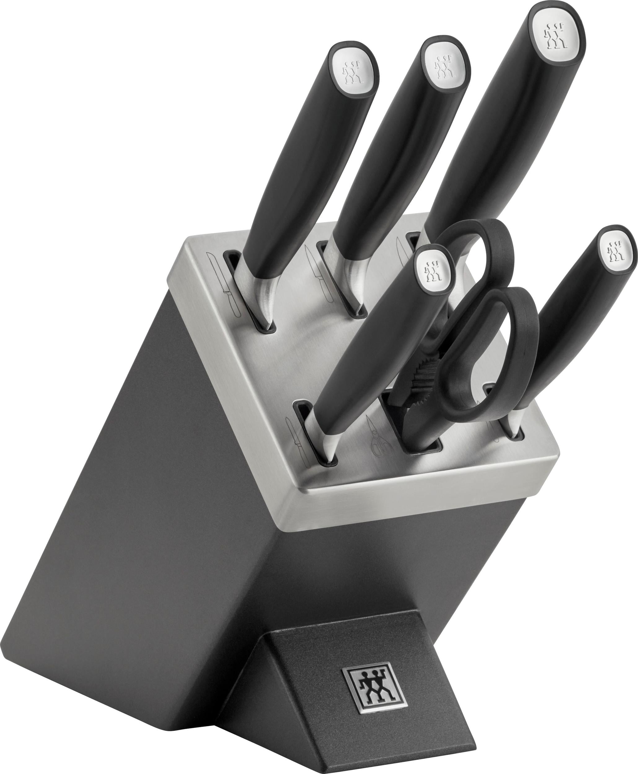 Zwilling All Star Selbstschärfender Block Mit 5 Messern Und Scheren Schwarzer Block Silberfarben