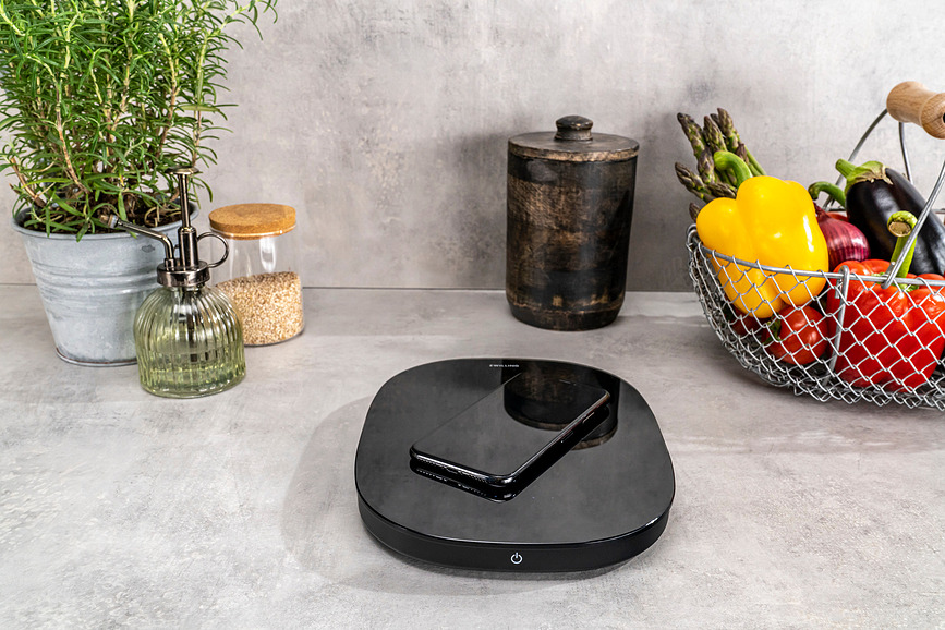 Báscula digital Enfinigy, blanca, con función de carga